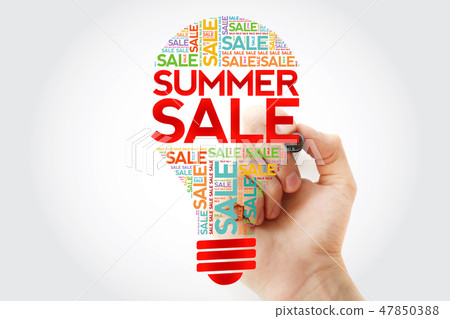 SUMMER SALE bulb word cloud with marker 47850388