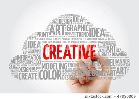 CREATIVE word cloud with marker CREATIVE word cloud with marker 47850809
