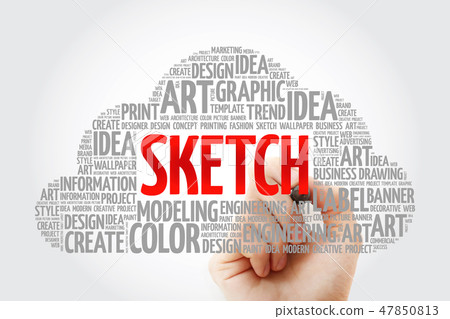 SKETCH word cloud with marker 47850813