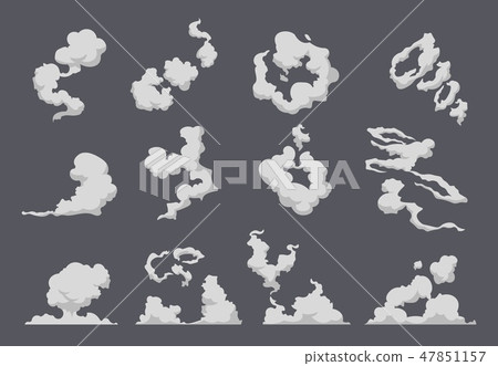 Cartoon smoke cloud. Comic steam explosion dust...-插圖素材 [47851157 ...