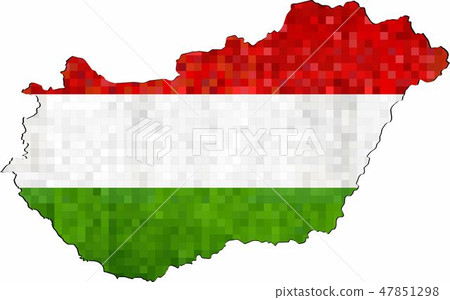 Grunge Hungary map with flag inside 47851298