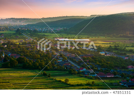 countryside in mountains red dusk in springtime countryside in mountains red dusk in springtime 47851331