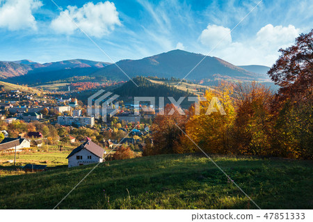 countryside beautiful autumn evening in mountains 47851333
