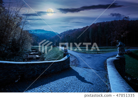 park among mountain in autumn at night 47851335