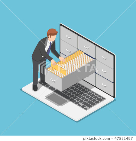 Businessman manage document folders in cabinet Businessman manage document folders in cabinet 47851497