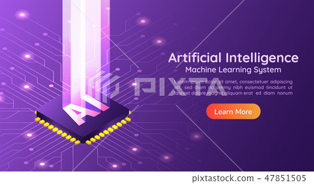 AI with light pillar on computer circuit AI with light pillar on computer circuit 47851505