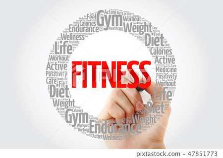 FITNESS circle stamp word cloud with marker 47851773