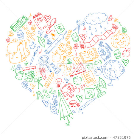 Back to school vector pattern. Education icons for children. Back to school vector pattern. Education icons for children. 47851975