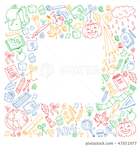 Back to school vector pattern. Education icons for children. Back to school vector pattern. Education icons for children. 47851977