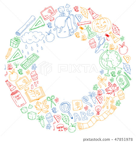 Back to school vector pattern. Education icons for children. Back to school vector pattern. Education icons for children. 47851978