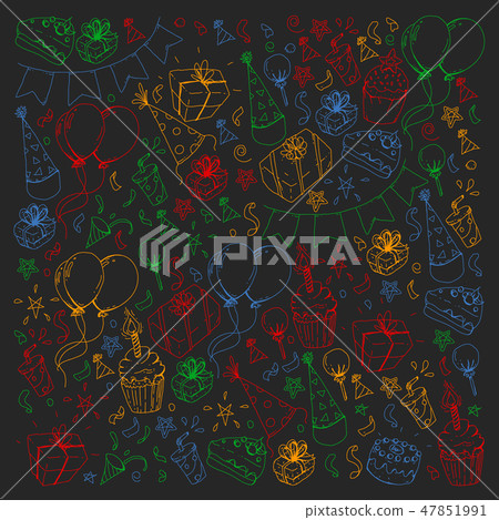 Birthday party. Pattern for invitations, banners, templates. 47851991