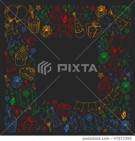 Birthday party. Pattern for invitations, banners, templates. 47851993