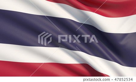 Flag of Thailand. Waved highly detailed fabric texture. 47852534