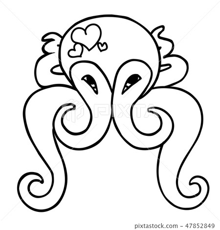 funny shy hearts valentines day line octopus 47852849