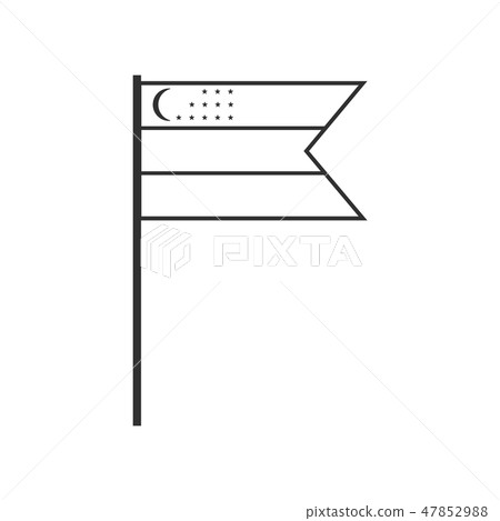 Uzbekistan flag icon in black outline flat design 47852988