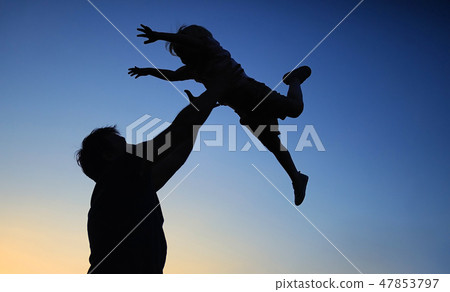 Loving father and his little son having fan  47853797