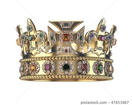 Gold crown with jewels isolated on white. Gold crown with jewels isolated on white. 47853867