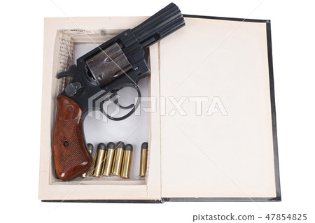 A gun hidden inside a book A gun hidden inside a book 47854825