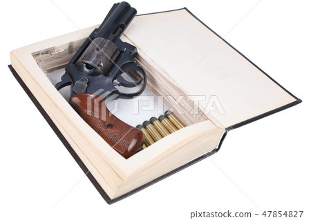 A gun hidden inside a book A gun hidden inside a book 47854827