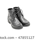 Black leather boots isolated on white 47855127