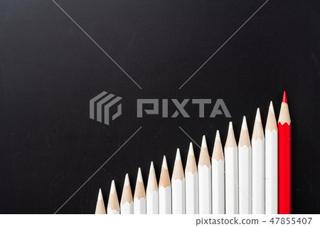 color pencil with leadership, teamwork concept color pencil with leadership, teamwork concept 47855407