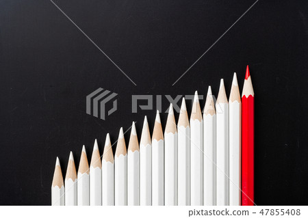 color pencil with leadership, teamwork concept color pencil with leadership, teamwork concept 47855408