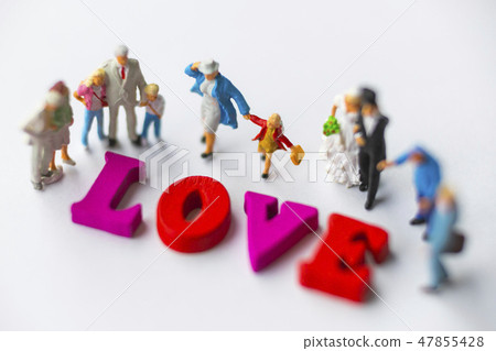 Miniature people gathering in the love 47855428