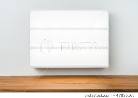 light box on white background with teak floor 47856165
