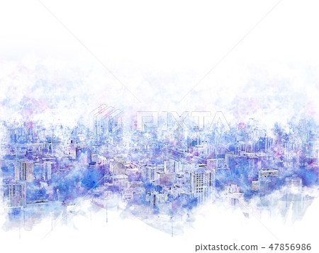 Abstract Beautiful building city watercolor paint. 47856986