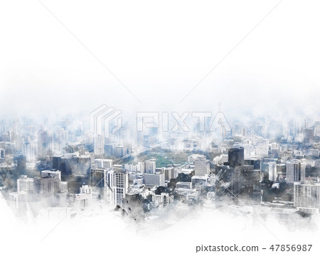 Abstract Beautiful building city watercolor paint. 47856987