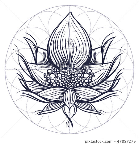 Elegant element of a stylized flower with smooth lines. Stylized floral element for design. 47857279