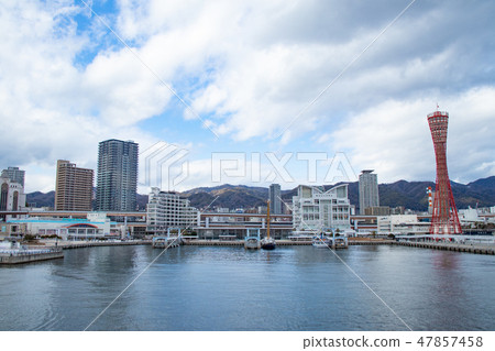 Kobe city seen from Kobe port Kobe city seen from Kobe port 47857458