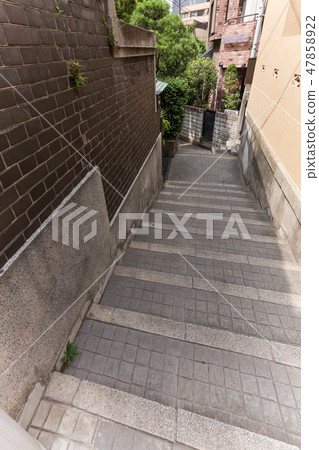 Stone pavement behind alley Path of Kagurazaka tokyo japan nihon Stone pavement behind alley Path of Kagurazaka tokyo japan nihon 47858922
