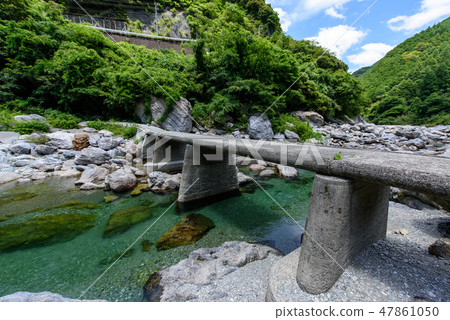 Photo material: Ninodogawa Town, nature, river, green, settlement bridge 47861050