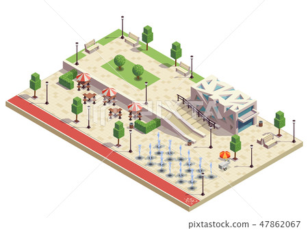 City Park Isometric Composition  47862067