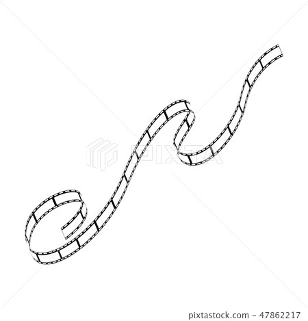 Vector curved film strip movie tape black white 47862217