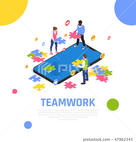 Teamwork Collaboration Isometric Composition 47862343