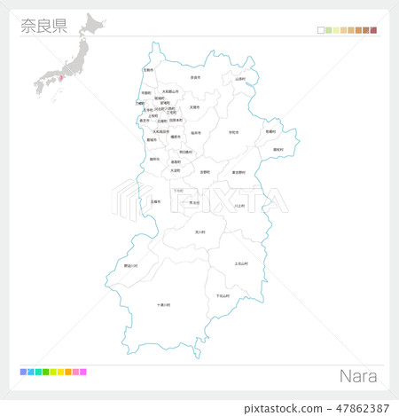 Map of Nara Prefecture (municipalities and division) Map of Nara Prefecture (municipalities and division) 47862387