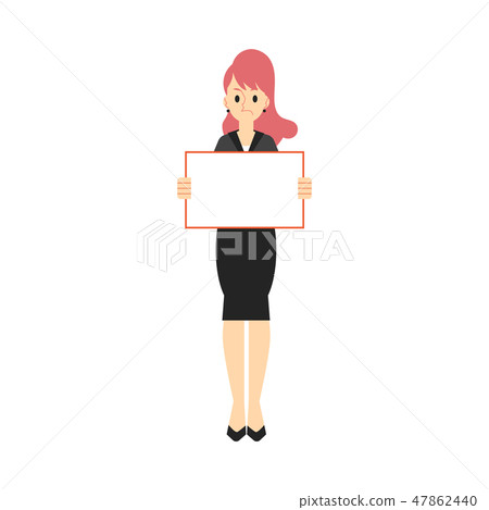 Vector business woman in suit with placard 47862440