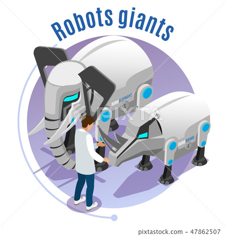 Animal Robots Isometric Emblem Animal Robots Isometric Emblem 47862507