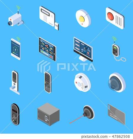 Home Security Isometric Icons  47862508