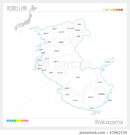 Map of Wakayama prefecture (municipalities and division) Map of Wakayama prefecture (municipalities and division) 47862539