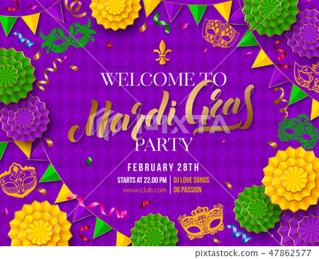 Mardi Gras party poster. Shrove tuesday. Vector illustration Mardi Gras party poster. Shrove tuesday. Vector illustration 47862577