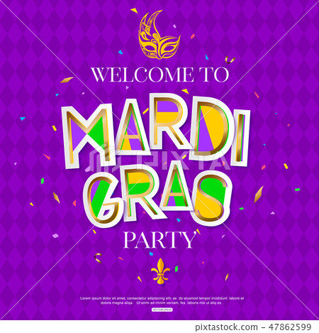 Mardi Gras Carnival background with mask. Cut paper style Mardi Gras Carnival background with mask. Cut paper style 47862599