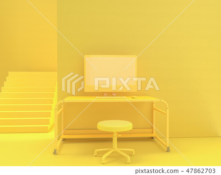 minimal idea concept, computer on Work desk minimal idea concept, computer on Work desk 47862703