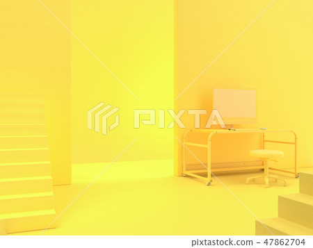 minimal idea concept, computer on Work desk minimal idea concept, computer on Work desk 47862704