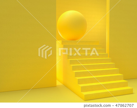Minimal idea concept. Yellow stairs Minimal idea concept. Yellow stairs 47862707