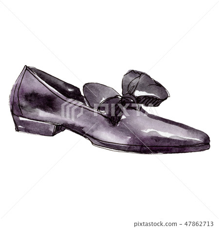 Womens black shoes sketch glamour illustration in a watercolor style isolated element. Watercolour Womens black shoes sketch glamour illustration in a watercolor style isolated element. Watercolour 47862713