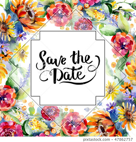 Bouquets floral botanical flower. Watercolor background illustration set. Frame border ornament Bouquets floral botanical flower. Watercolor background illustration set. Frame border ornament 47862757