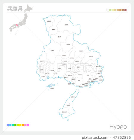Map of Hyogo prefecture (city, town, village) 47862856